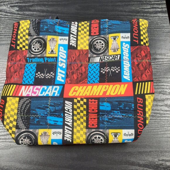 NASCAR Quilted Patchwork Tote Bag Racing Victory Lane Handmade Shoulder Bag - Picture 5 of 7